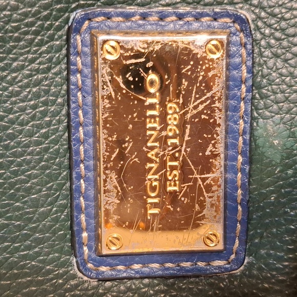 Tignanello Green and Blue Vintage Leather Crossbody Bag 8x6 - Picture 11 of 12